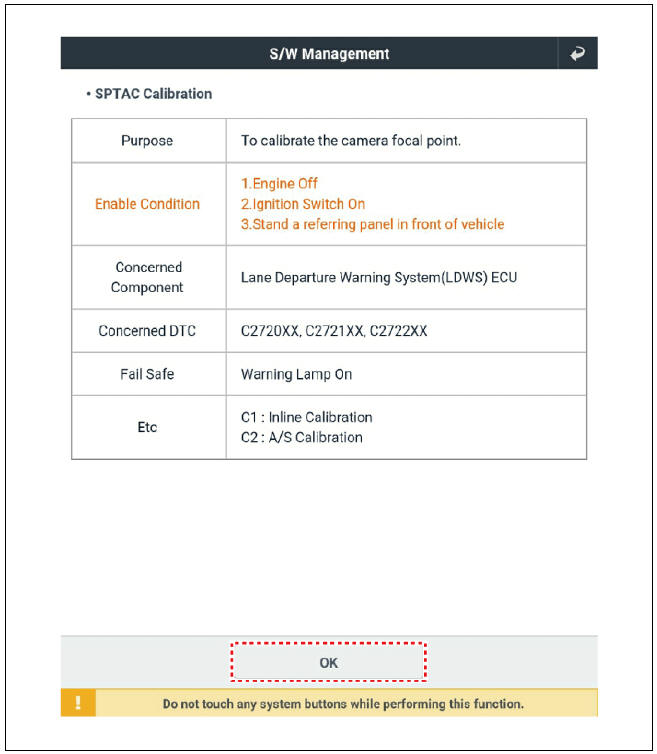 Service Point Target Auto Calibration (SPTAC) Procedure
