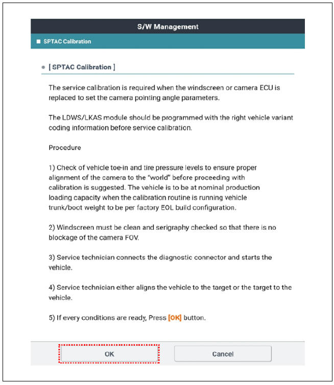 Service Point Target Auto Calibration (SPTAC) Procedure