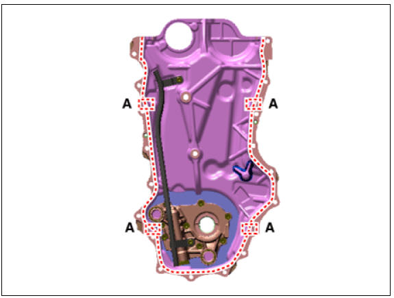 (6) Install the timing chain cover. The dowel pins on the cylinder block and