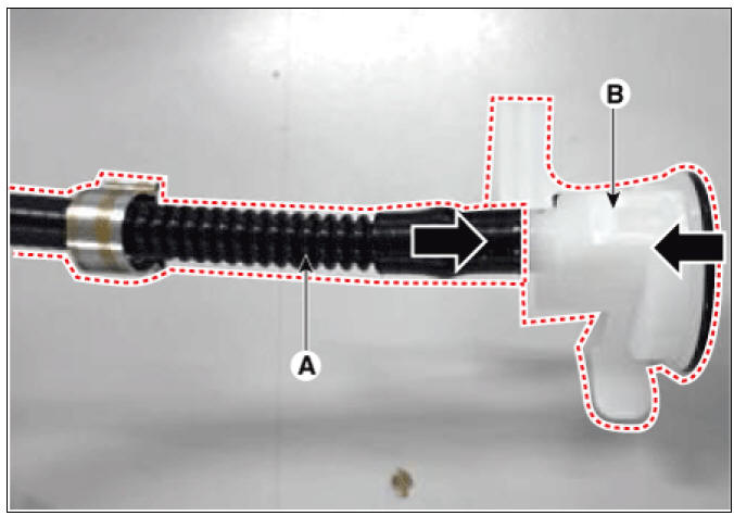 2) Put the clip (A) on the joint.