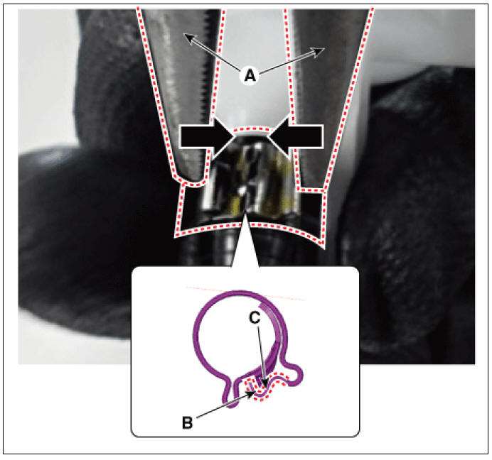 4) Fix the clip (A).
