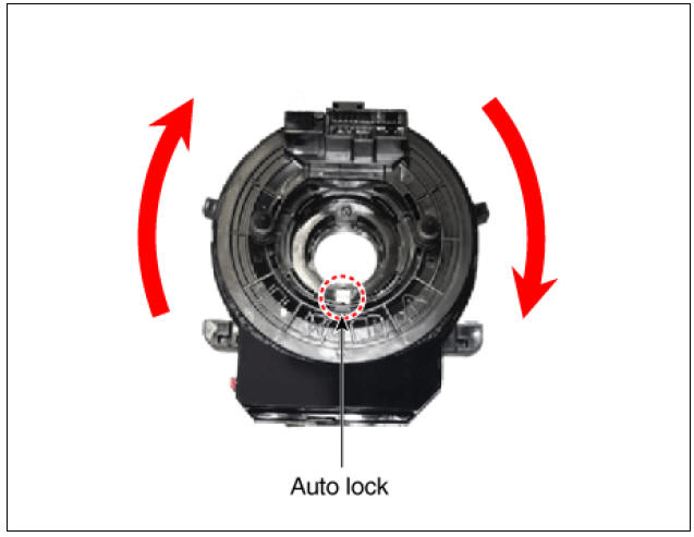 2) Push the auto-lock button placed at the 6 o'clock position and