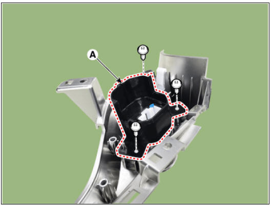 3) Remove the start/stop button (A) by pressing it in the direction of arrow
