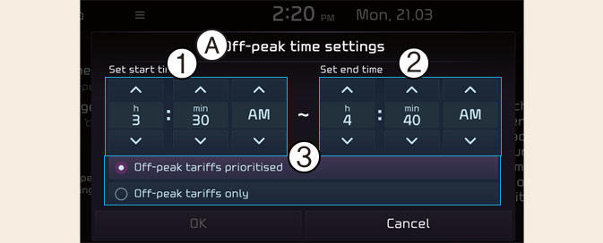 Off-peak time settings
