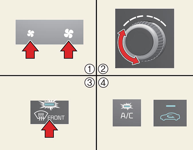Defrosting/defogging windshield (Kia Niro EV)