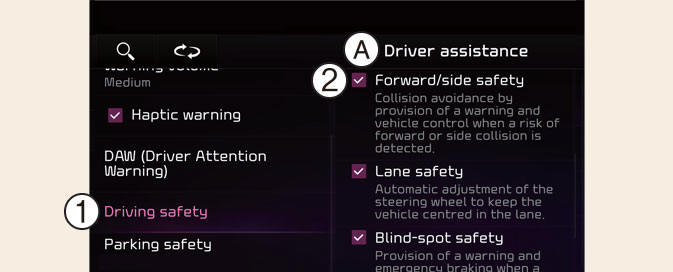 Forward/side safety (if equipped)(Kia Niro EV)