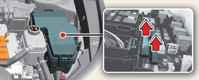 Engine compartment fuse panel (Kia NIRO Hybrid)