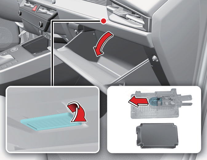 Replacing glove box lamp (Bulb type)