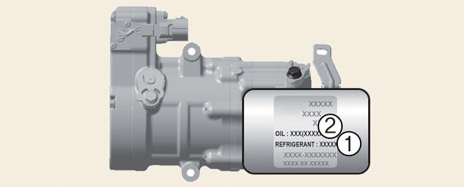 Air conditioner compressor label (Kia NIRO Hybrid)