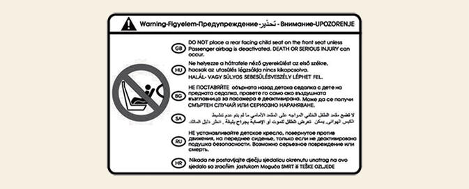 Air bag warning label (Type B)