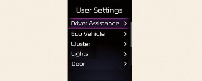 User settings mode